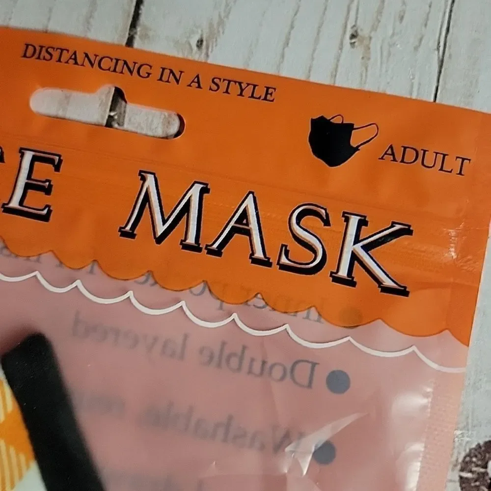 Simply Southern Collection Orange Check mask with inner pockets-ADULT